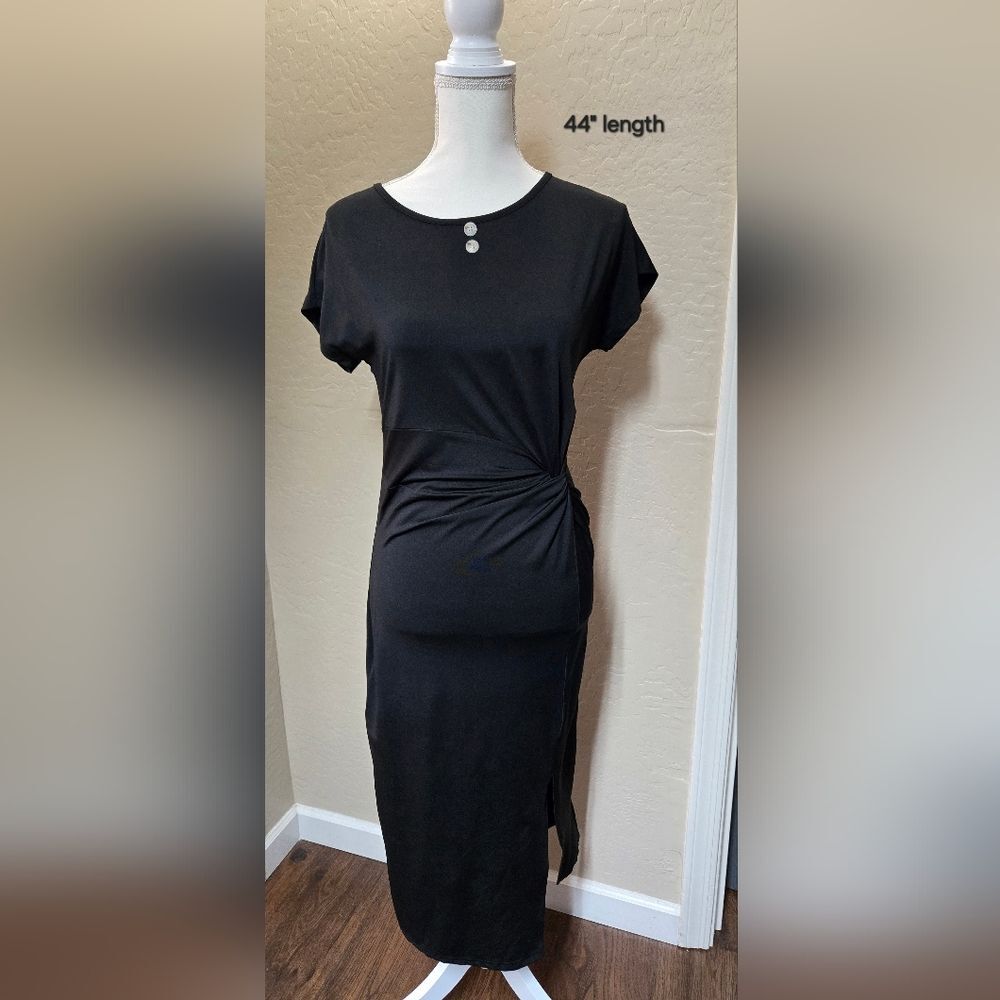 Black Fitted 44" Length Dress. Size M (8-10)